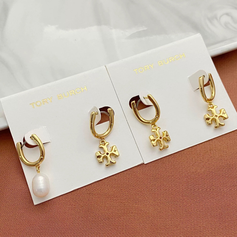 Tory Burch Freshwater Pearl Initial Earrings Metal